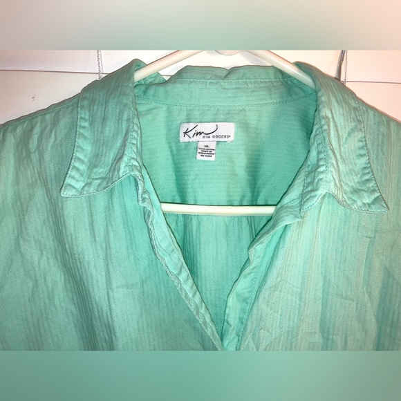 Kim Rogers Three Quarter Sleeve Mint Green Button Up - Picture 3 of 5